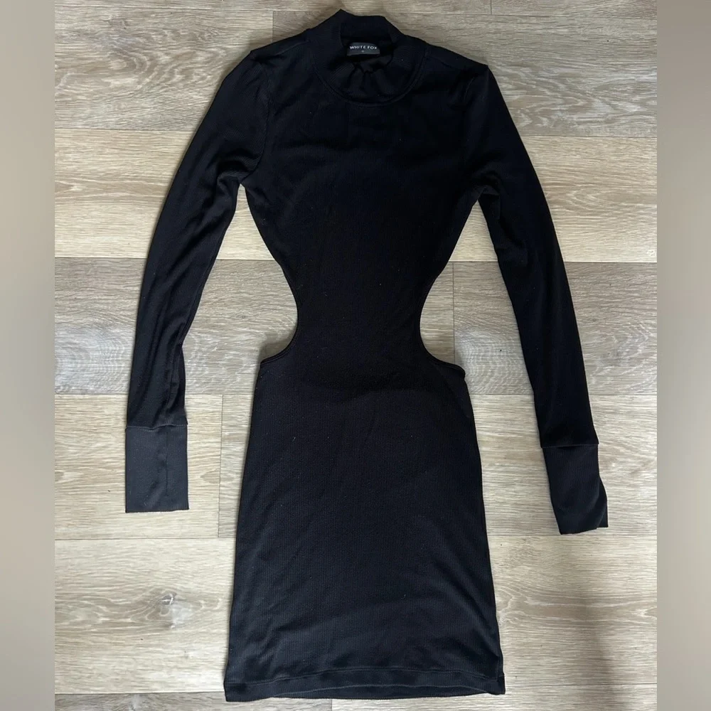 White Fox Black Cutout Open Back Mini Dress Size S - Picture 3 of 7